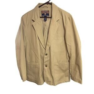 Duluth Trading Co Tan Canvas Work/Hunting Jacket Mens L Cotton Lined Pockets